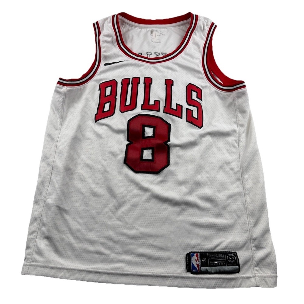 Nike NBA Chicago Bulls Zach Lavine 8 Swingman Jersey Mens Size Large White Red